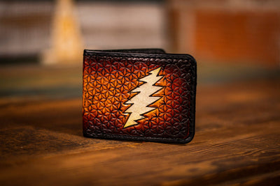 Zigzag Deadhead Themed - Brown - Real Leather Wallet - Lotus Leather Brown