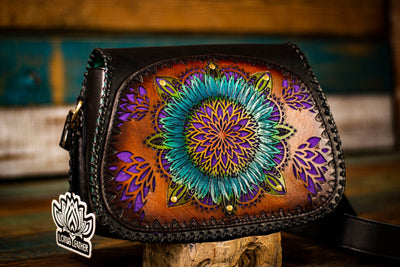 Women Leather Purse With Painting Mandala Handmade Wallet 