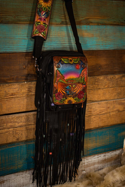 Rainbow Dead Themed Fringe Crossbody Bag