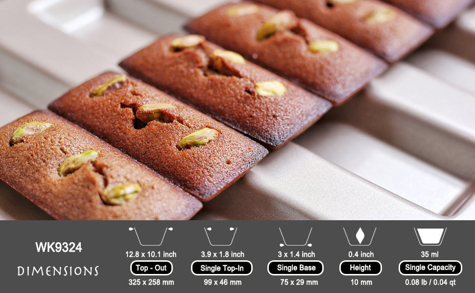 Mini Financier Cake Pan Rectangle 8 Well