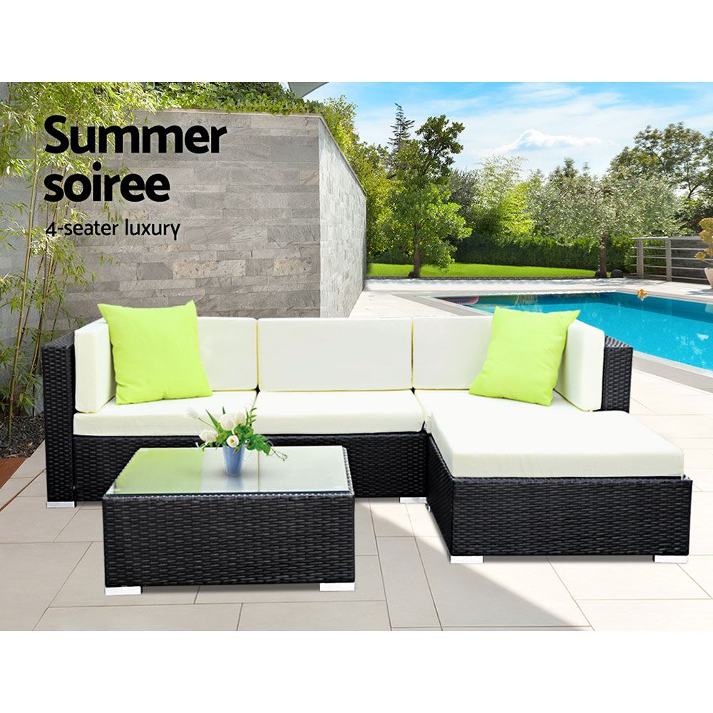 gardeon 5 piece outdoor furniture set wicker sofa lounge