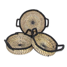 Set of 3 Nested Baskets in Natural with Black Accents by Asha Handicrafts