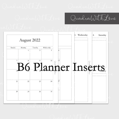 2024 Dated Planner Inserts, Monthly, Monday Start