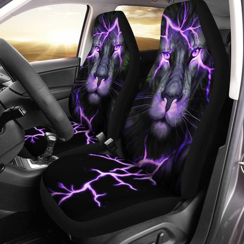 Lion Car Seat Covers Custom Purple Lightning Car Accessories