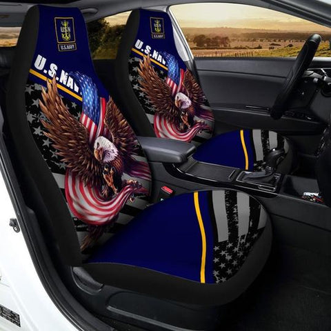 US Navy Car Seat Cover Custom Bald Eagle US Flag Car Interior Accessories