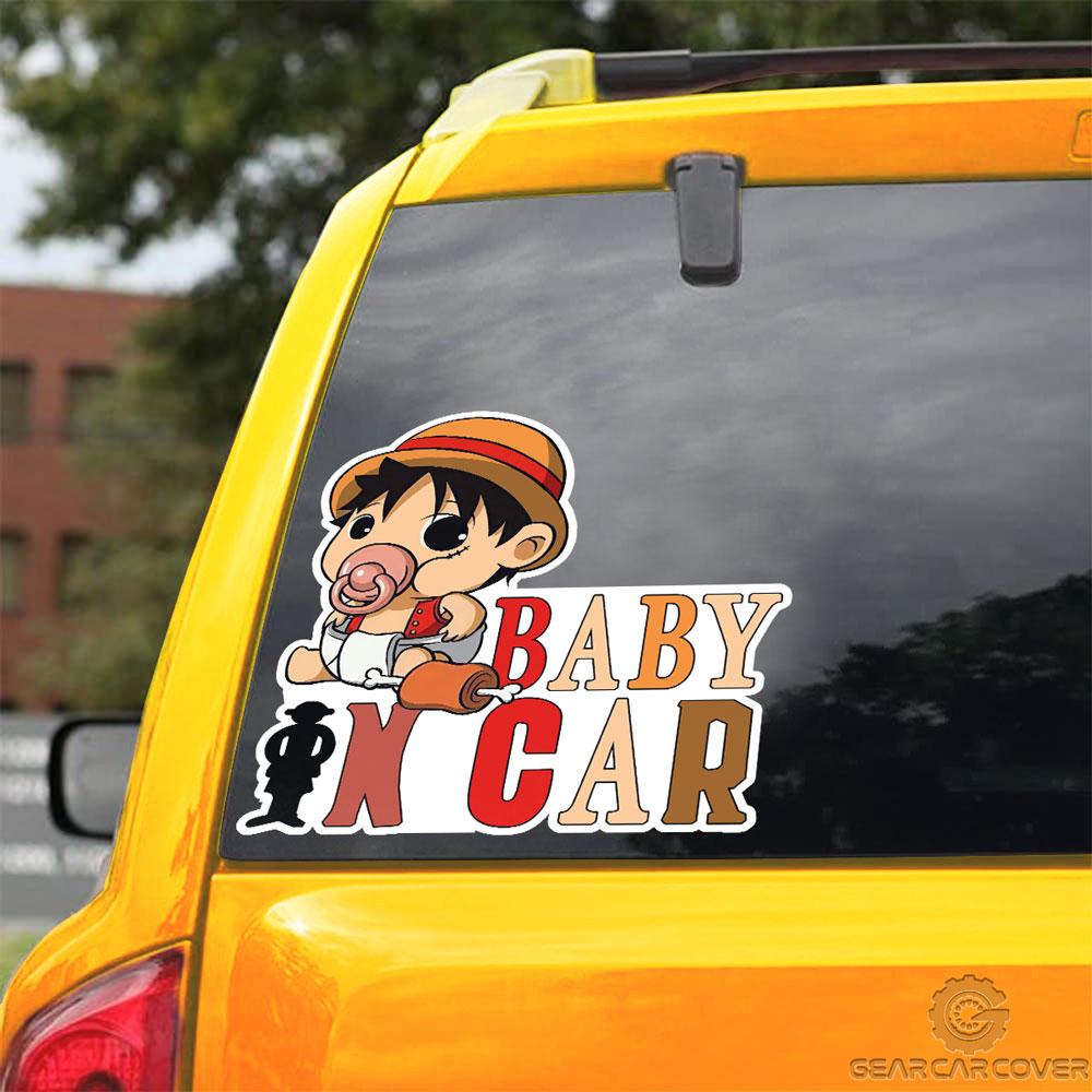 Baby In Car Monkey D. Luffy Car Sticker Custom One Piece Anime Car Accessories - Gearcarcover - 3