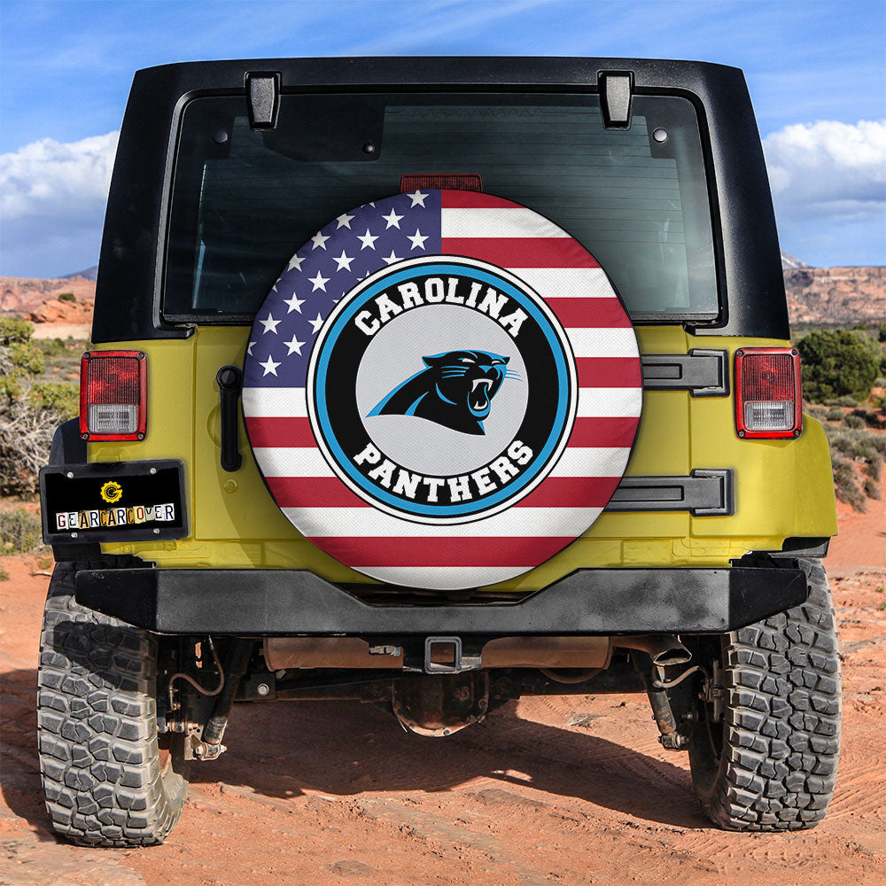 Carolina Panthers Spare Tire Covers Custom US Flag Style - Gearcarcover - 2