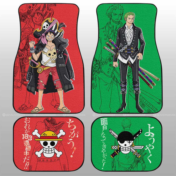 Luffy And Zoro Film Red Car Floor Mats Custom One Piece Anime Car Acce Gear Car Cover