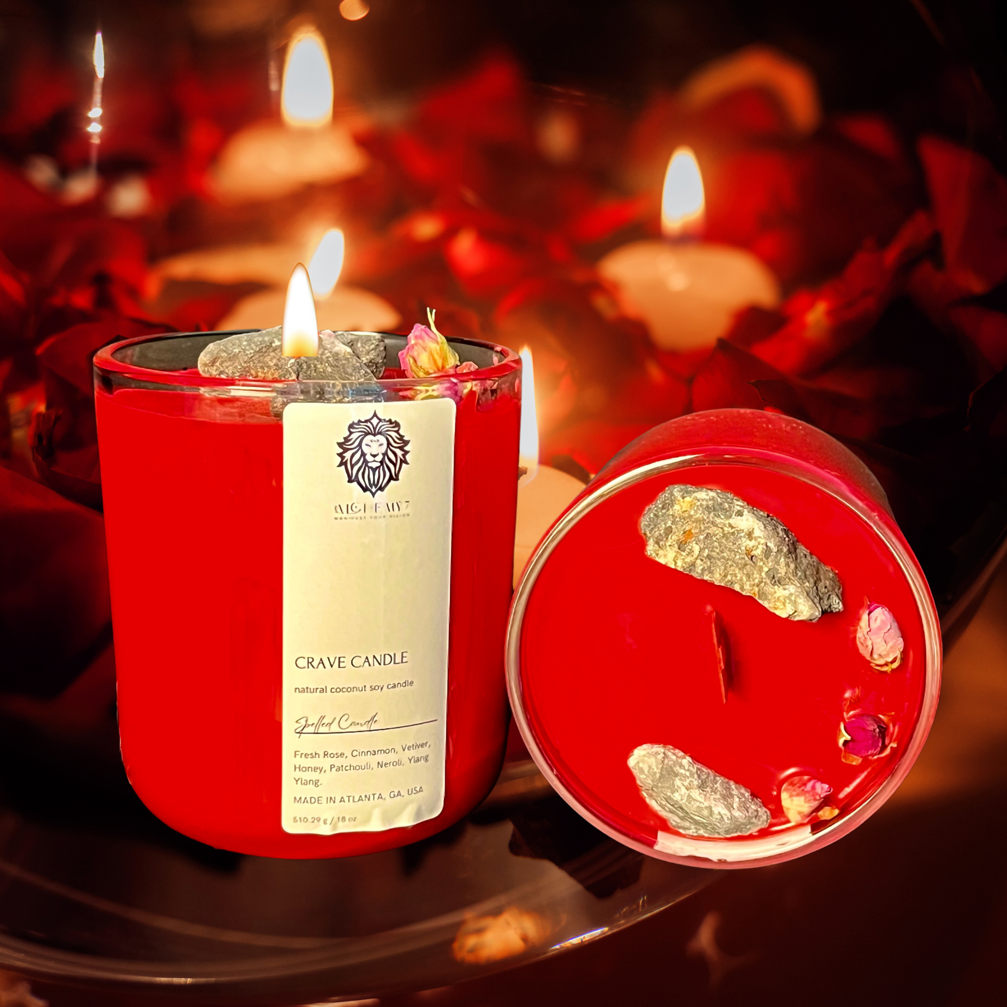 Red Crave Candle- Spelled Love Candle