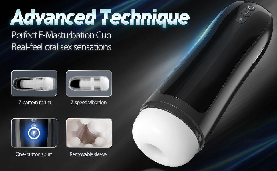 7 Auto-Thrusting Dashing Button Real-Feel Stroker Masturbation Cup