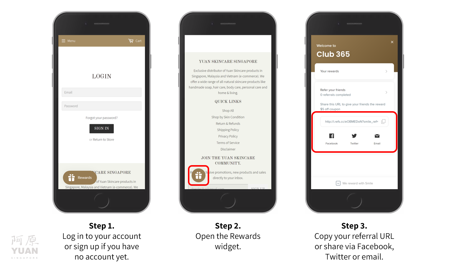 how to refer a friend in club 365 yuan skincare singapore