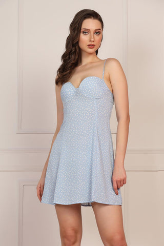 Blue Cupped Floral Dress -  Starin