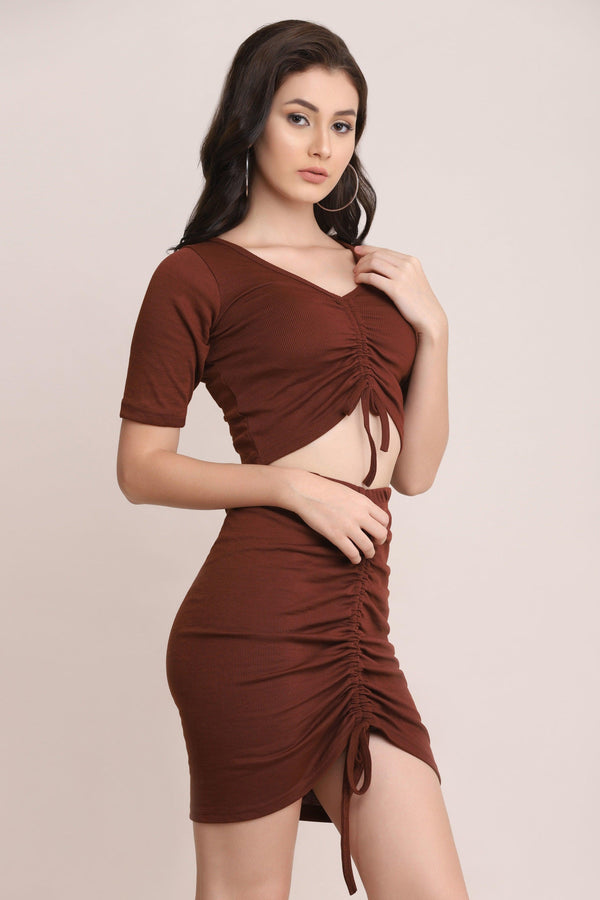 Ruched Dress - Chocolate – Starin