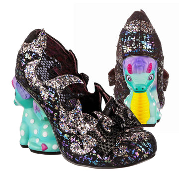 Irregular Choice UK Trapdoor Vintage Unique Shoes High Heels Teal