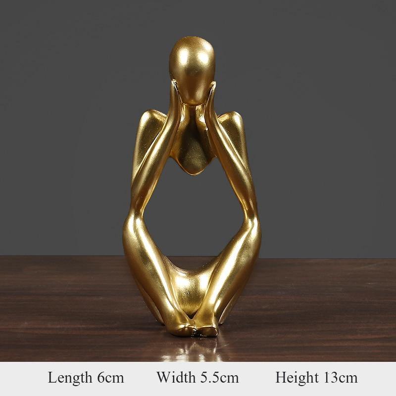 Looney&Co® 200044142 D GOLD Mini Character Statue Thinker Abstract Resin | Sculpture Home Living Room Decoration