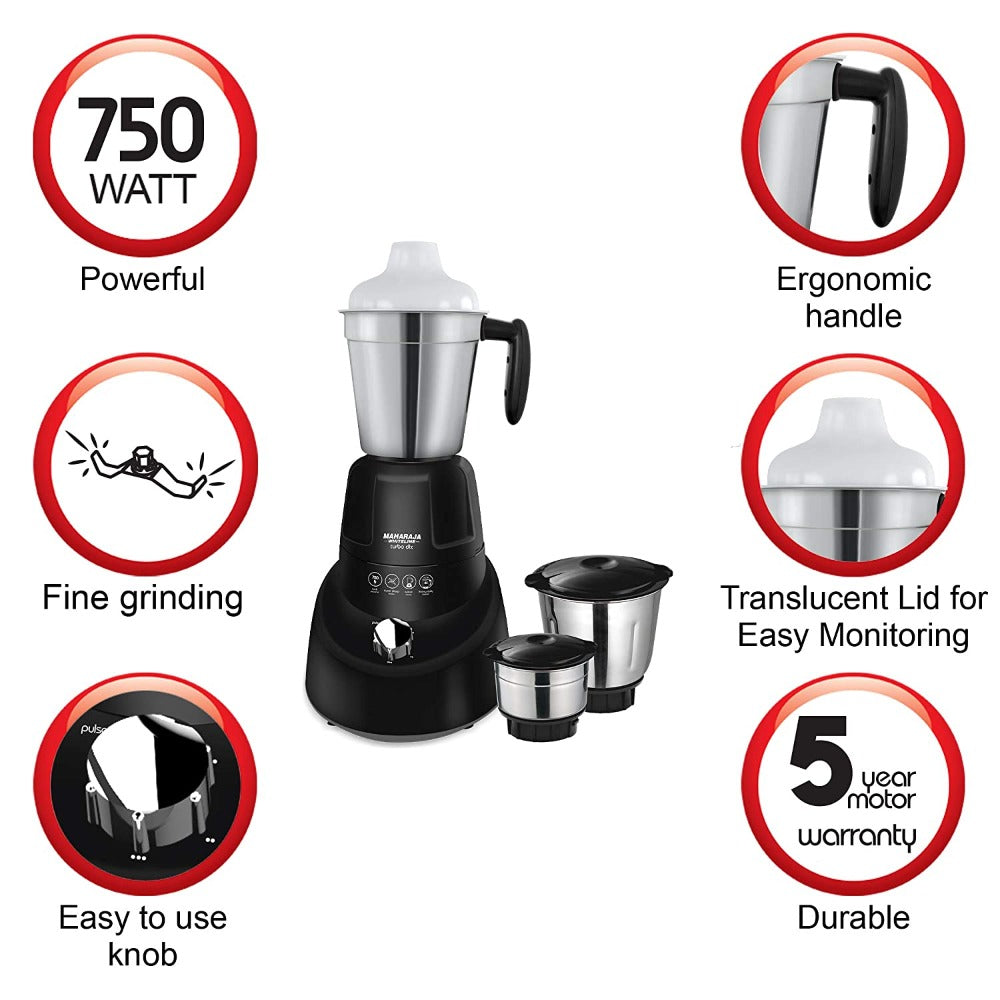 maharaja whiteline turbo prime dlx 750 mixer grinder