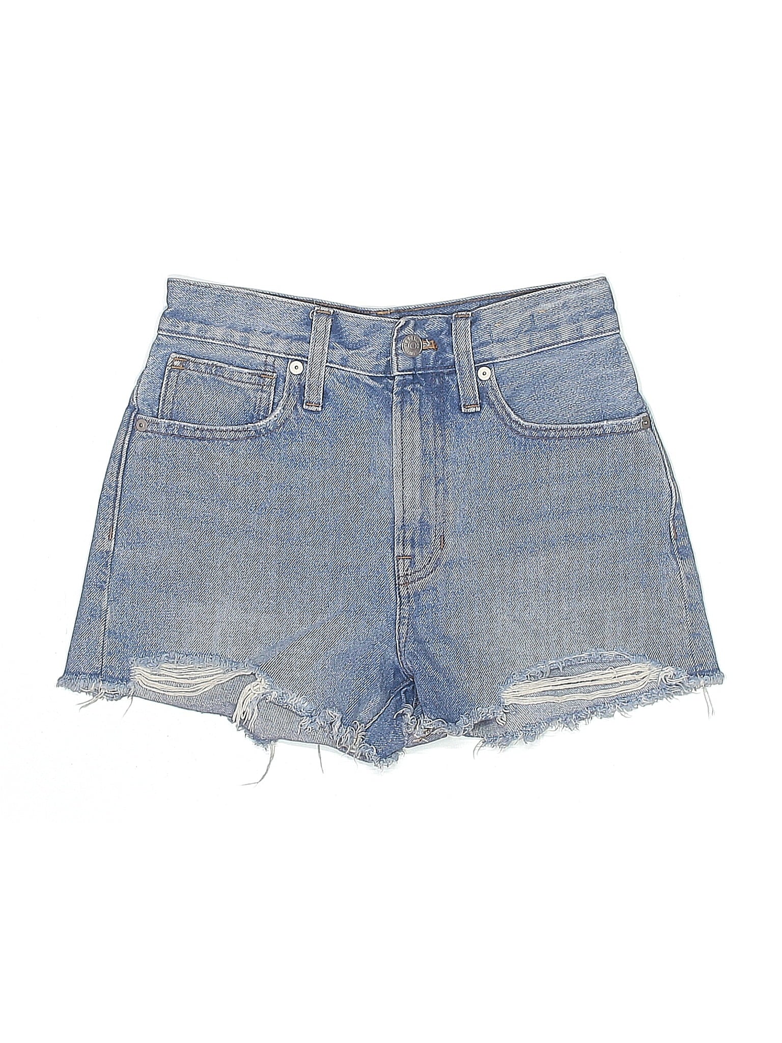 image of Low-Rise Denim Shorts in Medium Wash