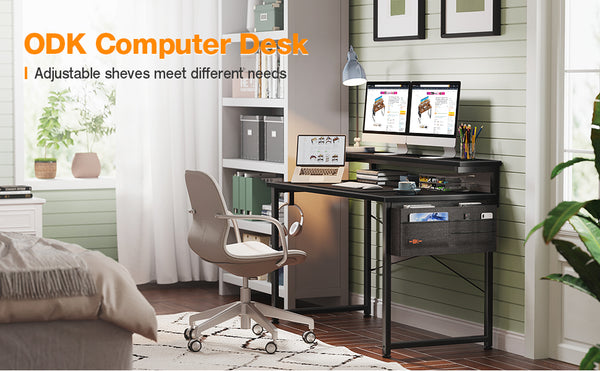 ODK Escritorio para computadora con estantes de almacenamiento y soporte  para monitor, escritorio de juegos de 48 pulgadas con estantería, mesa de –  Yaxa Colombia