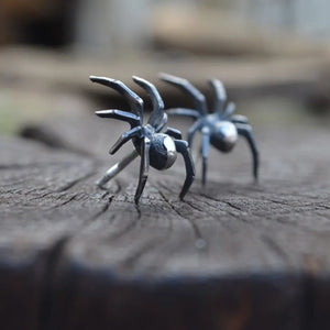 Goth Cool Unusual Spider Black Halloween Stud Earrings - Alt Style Clothing