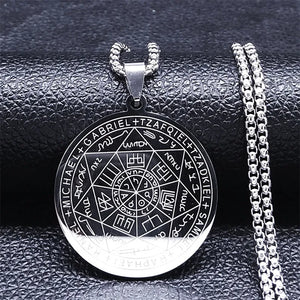 Seven Archangels Amulet Stainless Steel Necklace - The Ultimate Gothic Talisman for Protection and Guidance - Alt Style Clothing