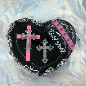 Boare Morts Gothic Punk Heart Messenger Bag - Alt Style Clothing