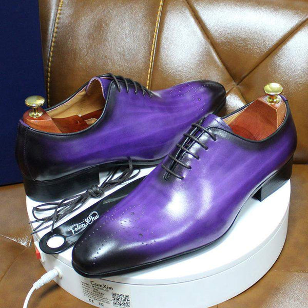 purple oxford leather ress shoes