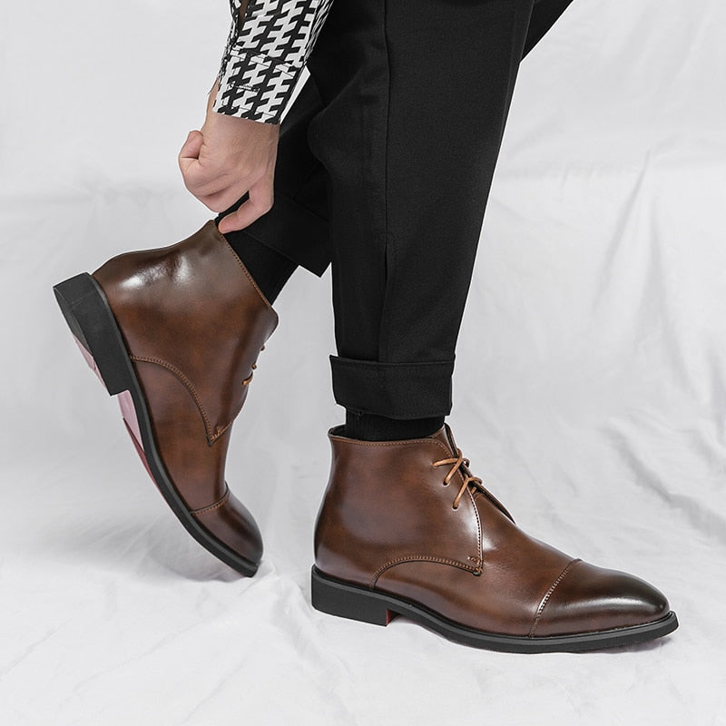 The Mislawa2 - Red bottom Leather Boots For Men - Ashour Shoes