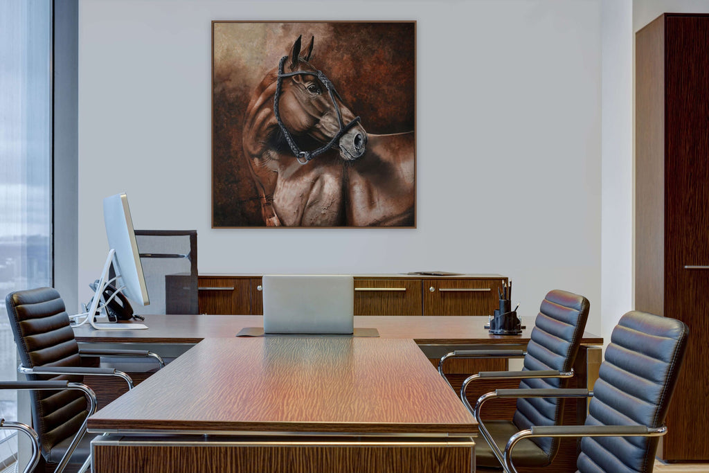 Director cabinet with polo pony painting 