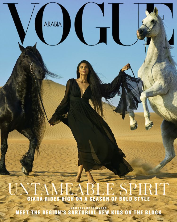 Ciara Princess Wilson is an American singer, songwriter, businesswoman, dancer, model, and actress. Amazing shooting for  Vogue Arabia 2019. She working with the beautiful stallions of UAE Royal HH Sheikha Fatima Rashed Al Maktoum.