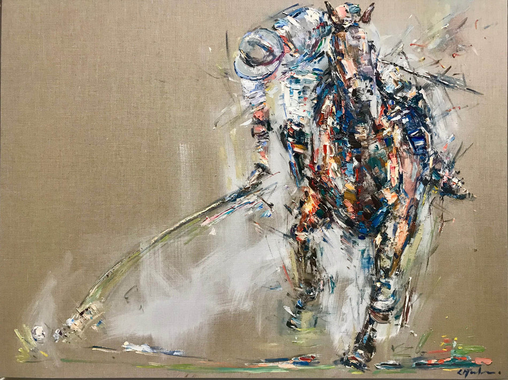 Luci Maclaren, semi abstract polo painting