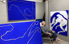 Maggie Robertson blue horses paintings