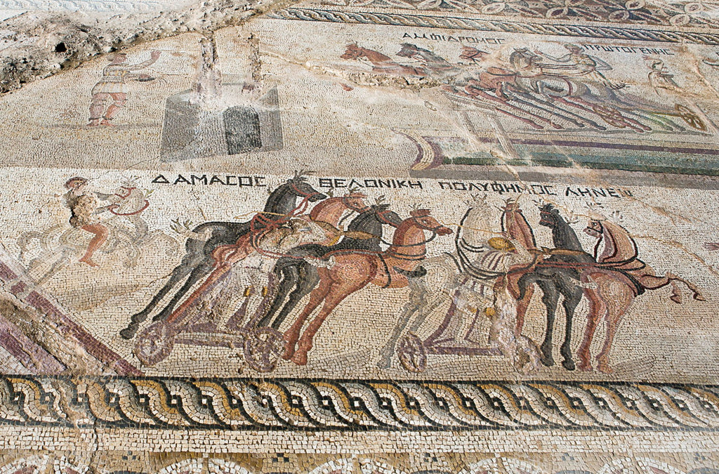 Horse racing roman mosaic