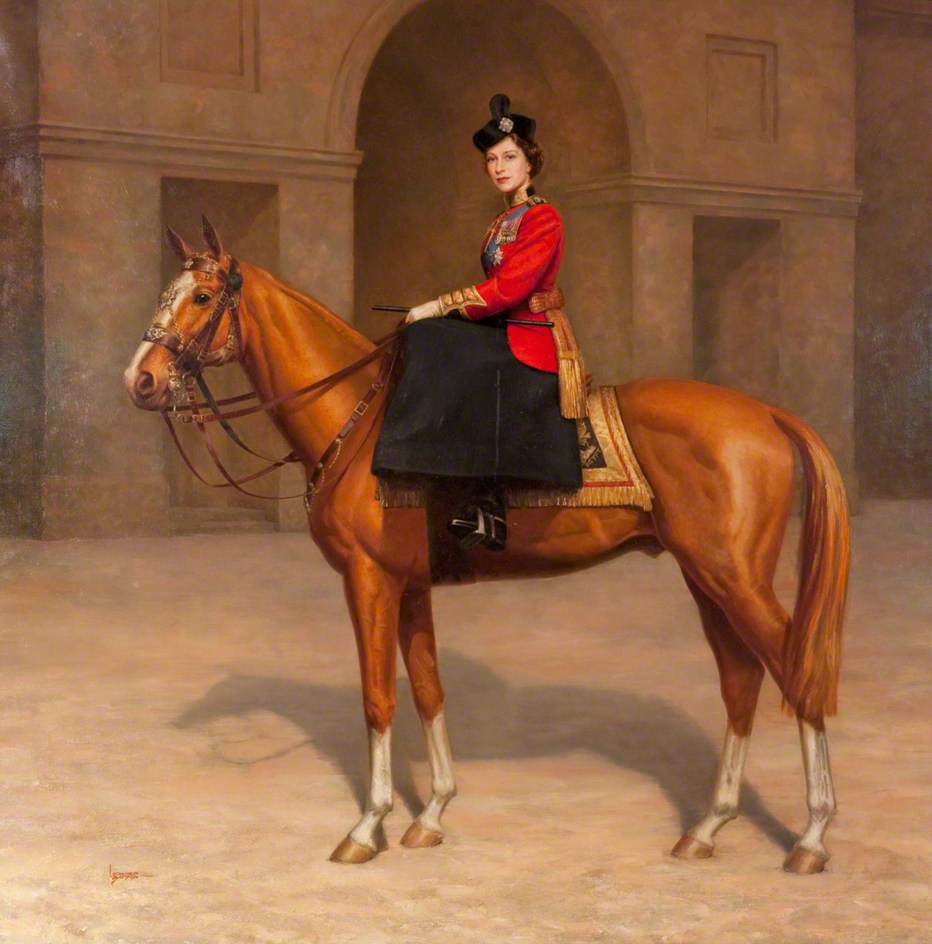 Her Majesty Queen Elizabeth II in the Uniform of the Scots Guards, on 'Imperial' by Leonard Boden 