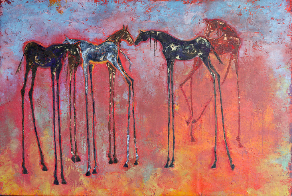 Long leg horses painting by Cara VL (USA)