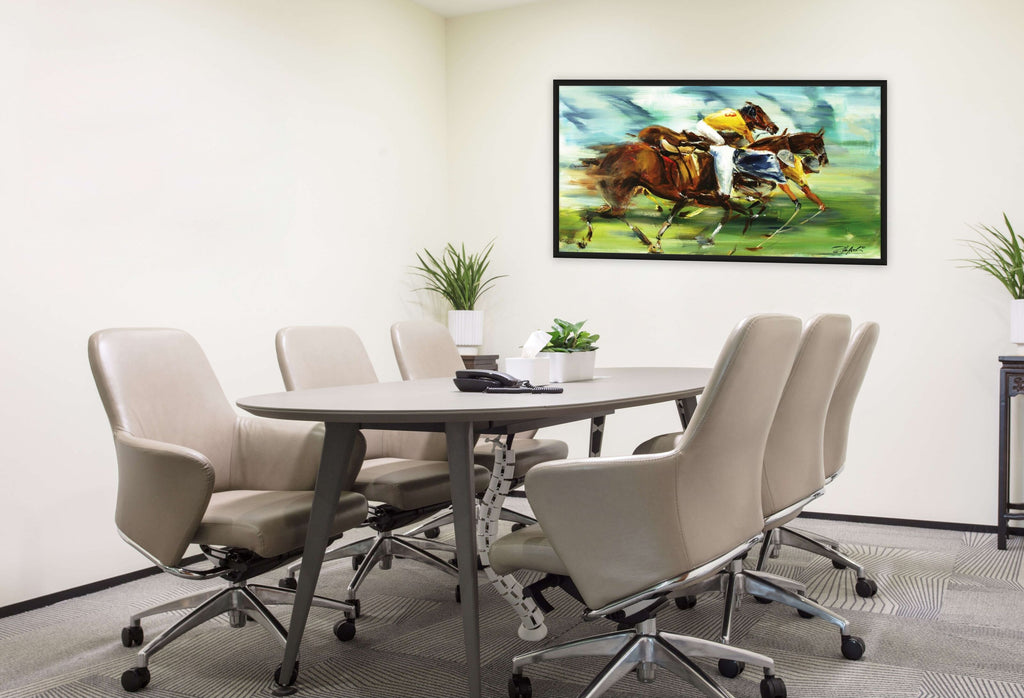 Dynamic polo painting in the meeting room