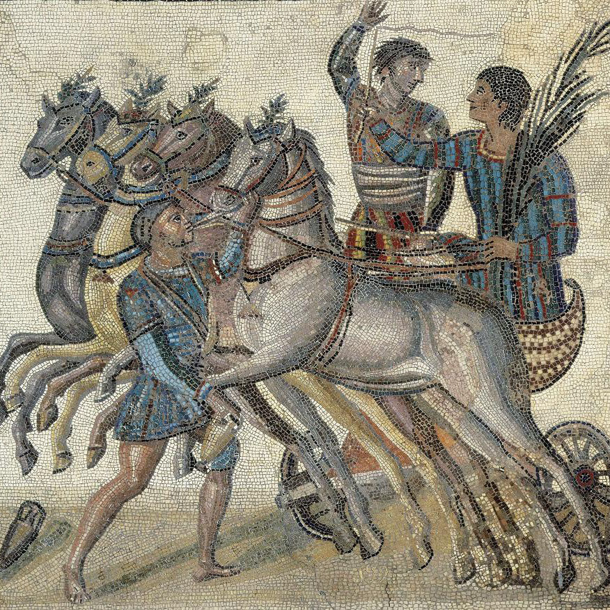 Racing theme Roman mosaic