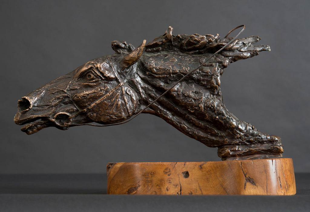 Horse head bronze sculpture
