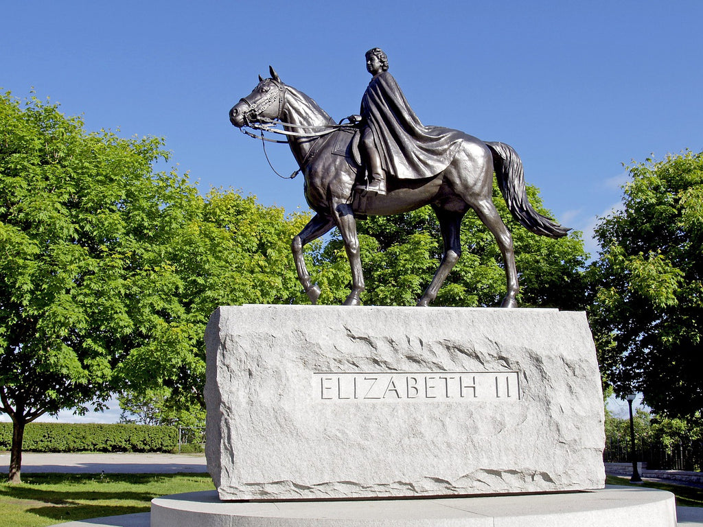 A statue in Ottawa, Ontario, Canada, of Queen Elizabeth II riding the Canadian-bred Centenial by Jack Harman (1992).