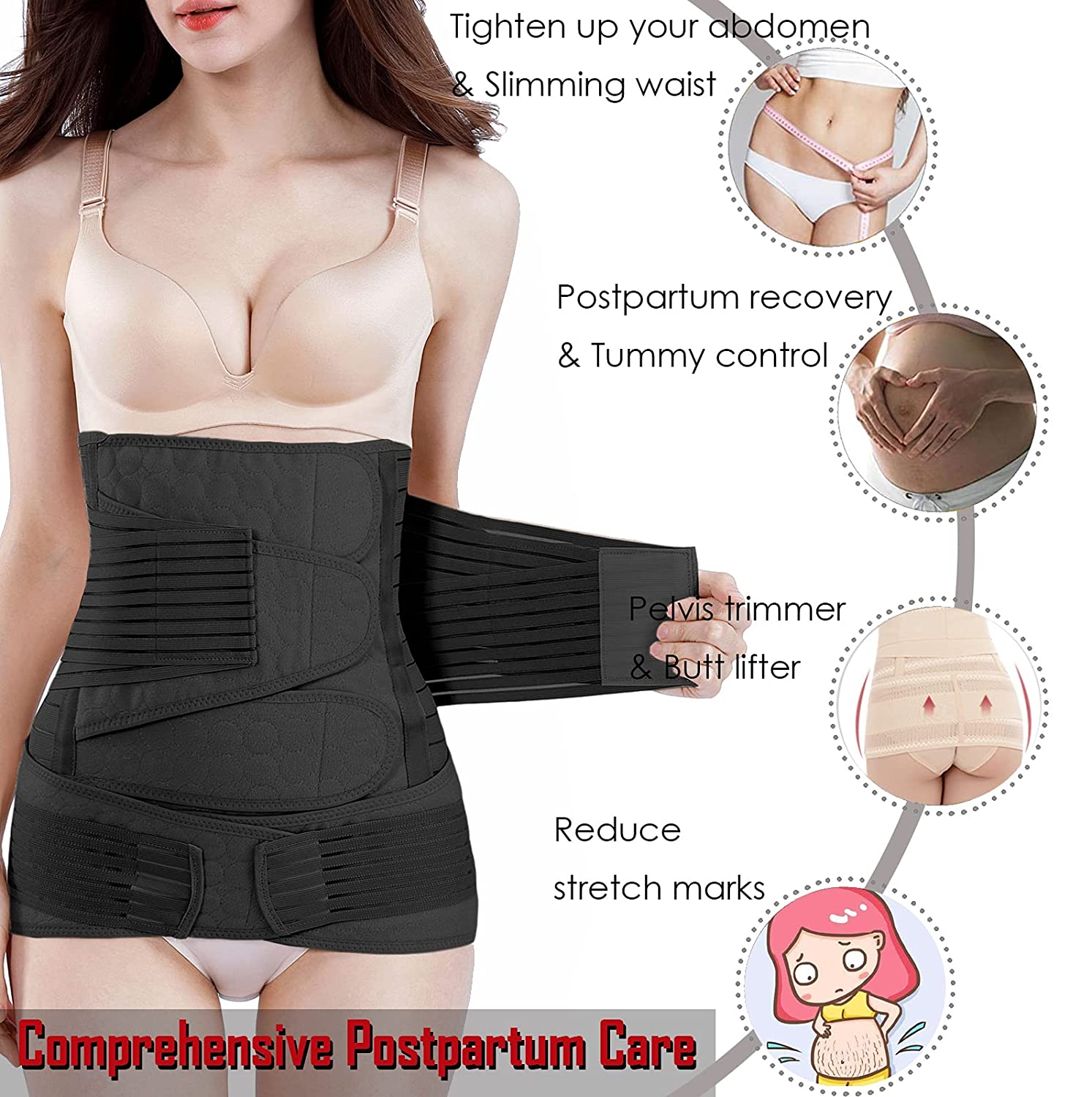 3 in 1 Postpartum Belly Wrap I Recovery Belly Belt Slimming Girdle