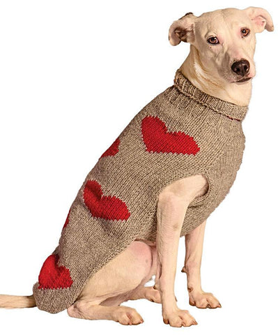 Chilly Dog Sweater Red Hearts Organic 