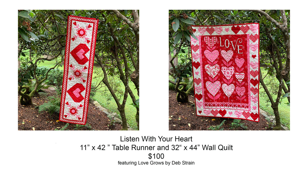 Listen with your Heart Runner and Wall Quilt Samples for Sale