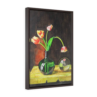 Beauty reflects Vertical Frame-Printify-1145,Beauty reflects,Canvas,Floral,Flower,Framed,gallery painting,Glass pot,Hanging Hardware,Home & Living,Home Decor,Indoor,Oil painting,Painting,Palette,Pastel,Plants,Portrait,Vertical,Vertical Framed Canvas,Vertical Framed Premium Gallery Wrap Canvas,VerticalFrame