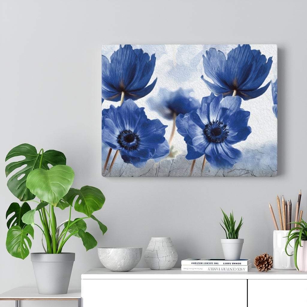 Petals of blue Stretched Canvas-Printify-2130,Abstract Background,Abstract Painting,Art & Wall Decor,beauty,Canvas,colorful oil Painting,creativity,Drawing,Floral,Flowers,Hanging Hardware,Home & Living,Home Decorative art oil paint,indigo color flower,Indoor,Modern Artwork,Petals of blue,seasonal,Spring,stretched canvas,StretchedCanvas,Summer