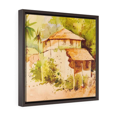 Old Mansion Square Frame-Printify-1133,Acrylic Painting,Canvas,color,creativity,Decoration,Framed,Greenery,Hamlet,Hanging Hardware,Home & Living,Indoor,Modern Art,Nature,oil painting,Old Mansion,Palette,Pastel,Square Framed Canvas,SquareFrame,village side,Wall Sticker