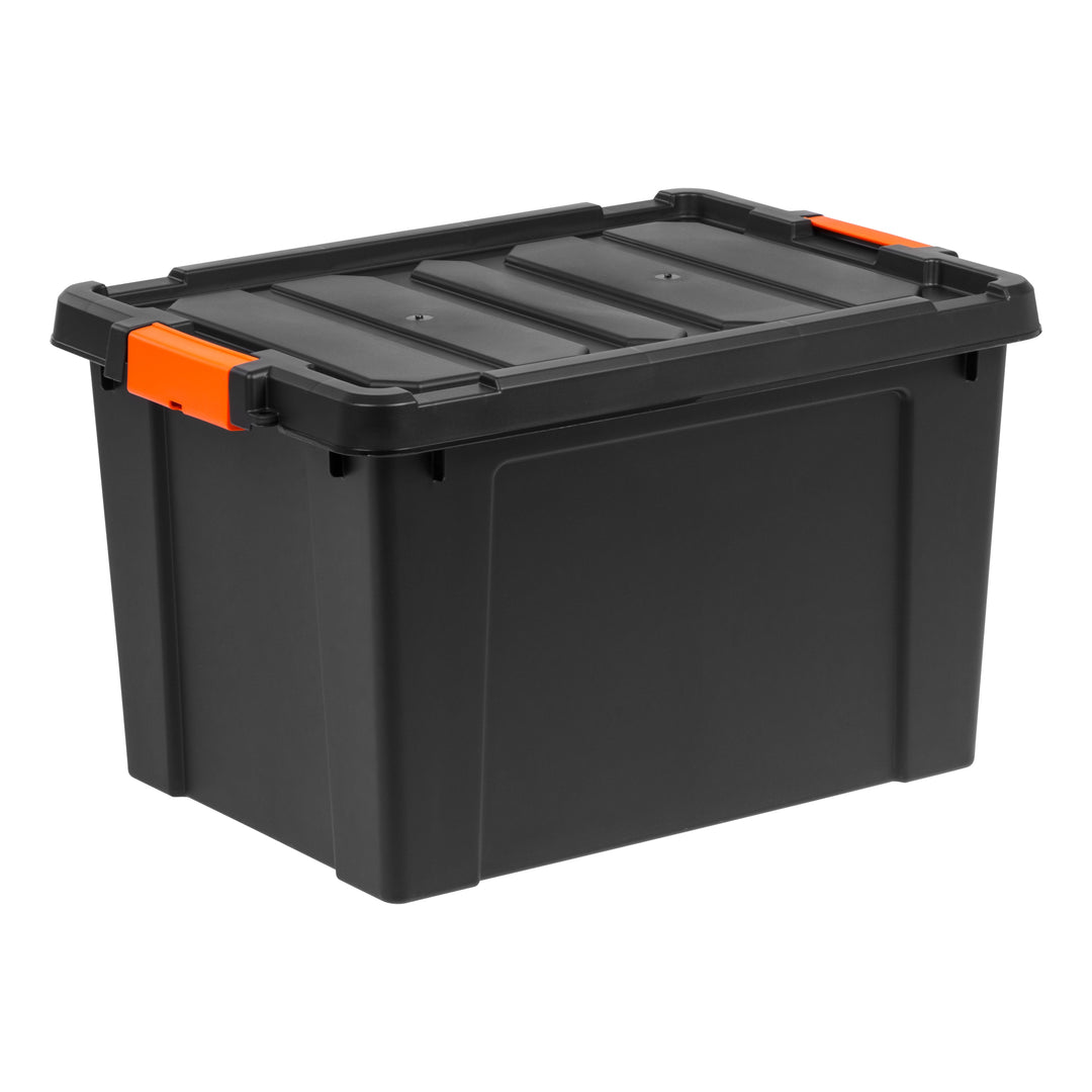 Iris USA, 22 Quart Heavy Duty Plastic Storage Box, Black [Pack of 4]