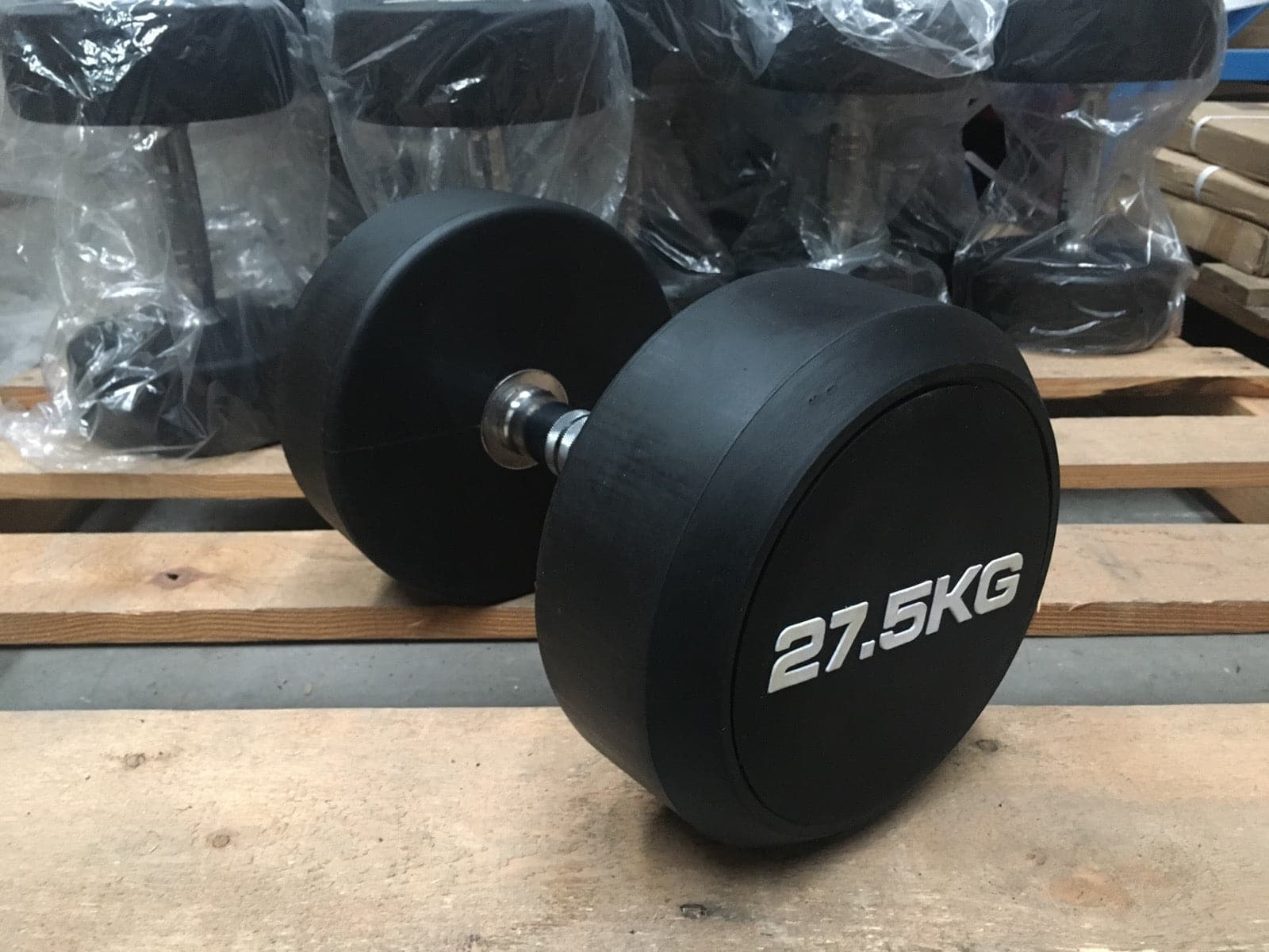 CLEARANCE Black PU Rubber Coated Commercial Dumbbells Sold in