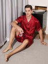 Asilklife Men's Loose Silk Short Pajama Set