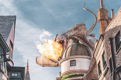 Fire Breathing Dragon in City