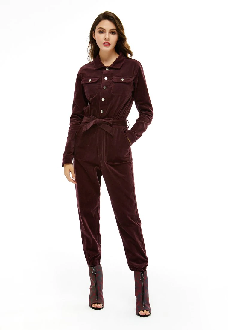 BOW TIE VELVET JUMPSUIT