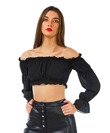 Black Off Shoulder Crop Top